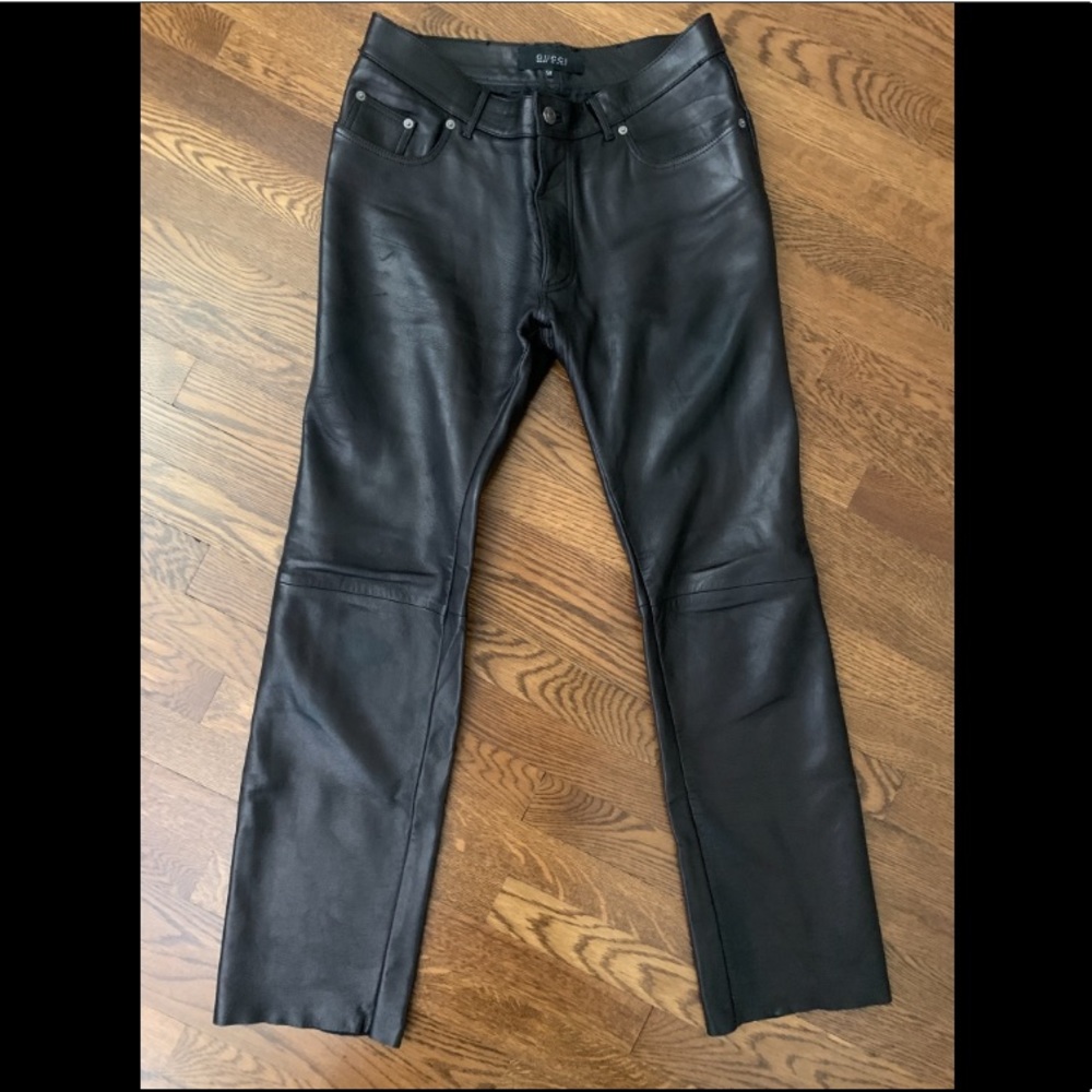 Gucci Men’s Black Leather Pants Size 50 / 34